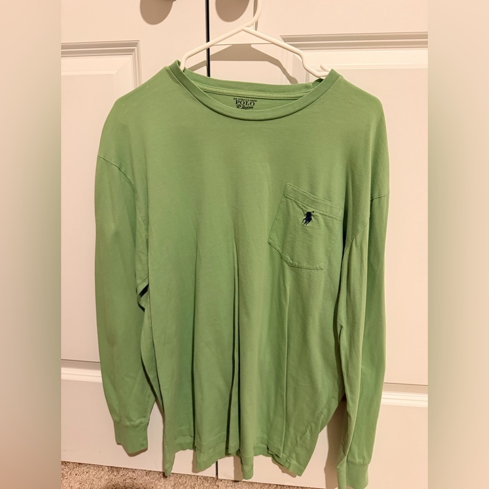 RALPH LAUREN -  Green Crew Neck Long Sleeve T- Shirt - Men’s Size Medium